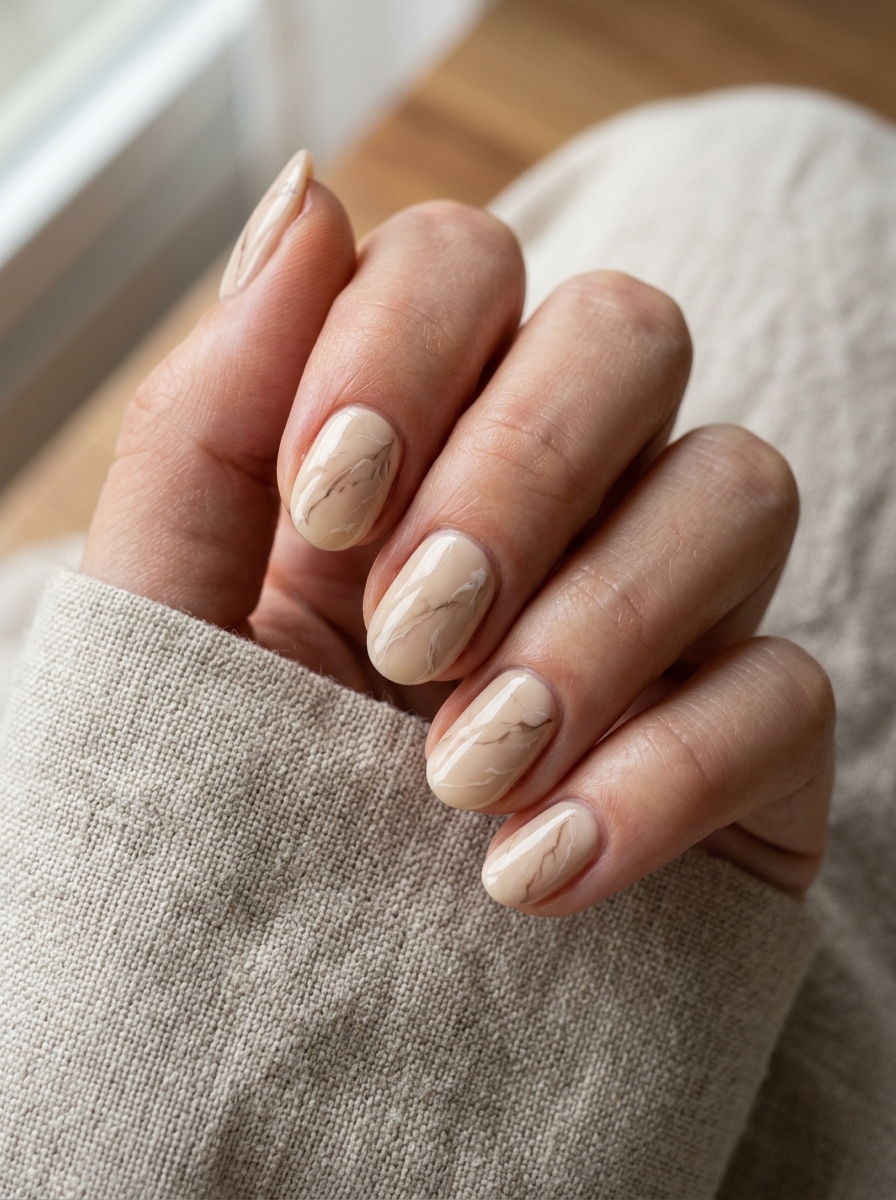 Beige Marble Nails als Marmor Nägel Ideen Inspiration 2026